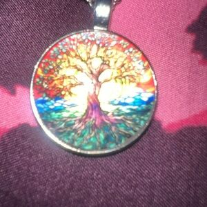 Colorful Tree of Life Pendant Necklace